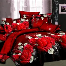 

Hot sale 3d bedding sets 4pcs duvet cover set queen twin king bed set red rose nice bedclothes romantic #2