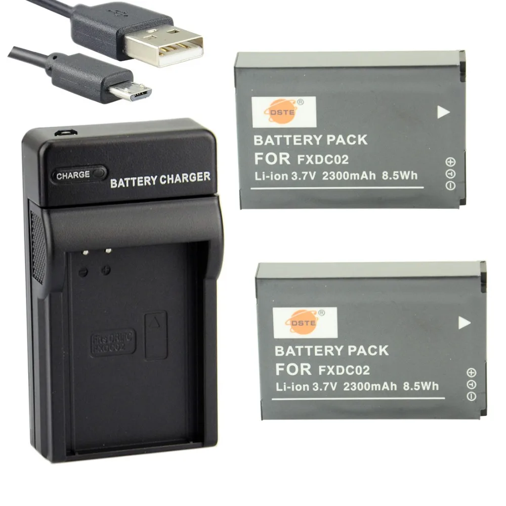 

DSTE 2PCS FXDC02 Li-ion Battery + UDC143 USB Port Charger for Drift HD GHOST Camera