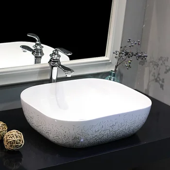 

Bathroom Basin Jingdezhen Art Table Basin sink bowl Rectangular ceramic Wash basin bathroom sink