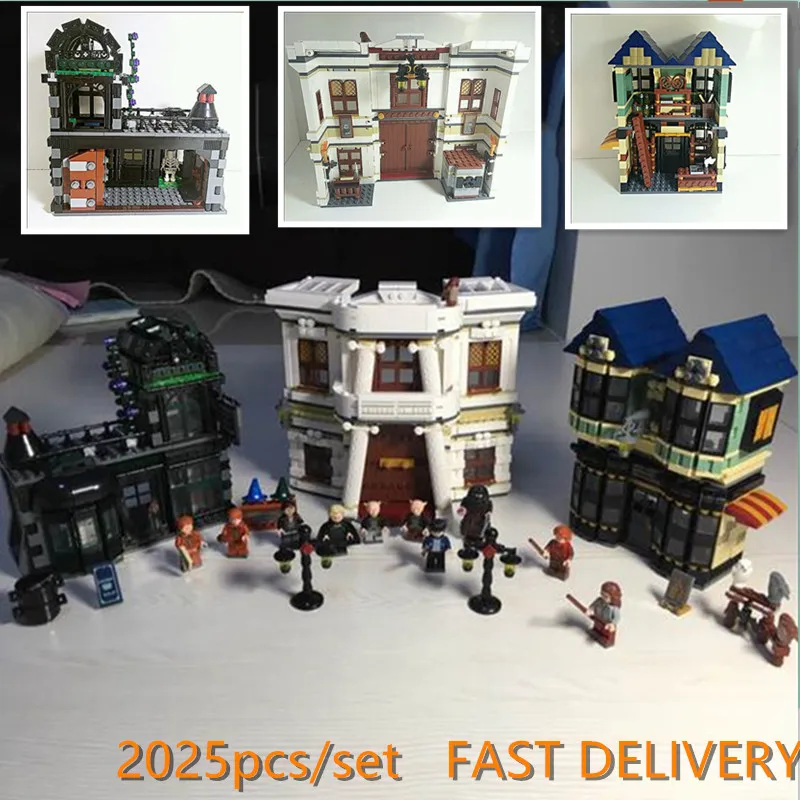 

In stock 2025Pcs Harry Toys Potter fit Legoing 10217 Diagon Alley Set Building Blocks Bricks Model Birthday gift kid diy toy