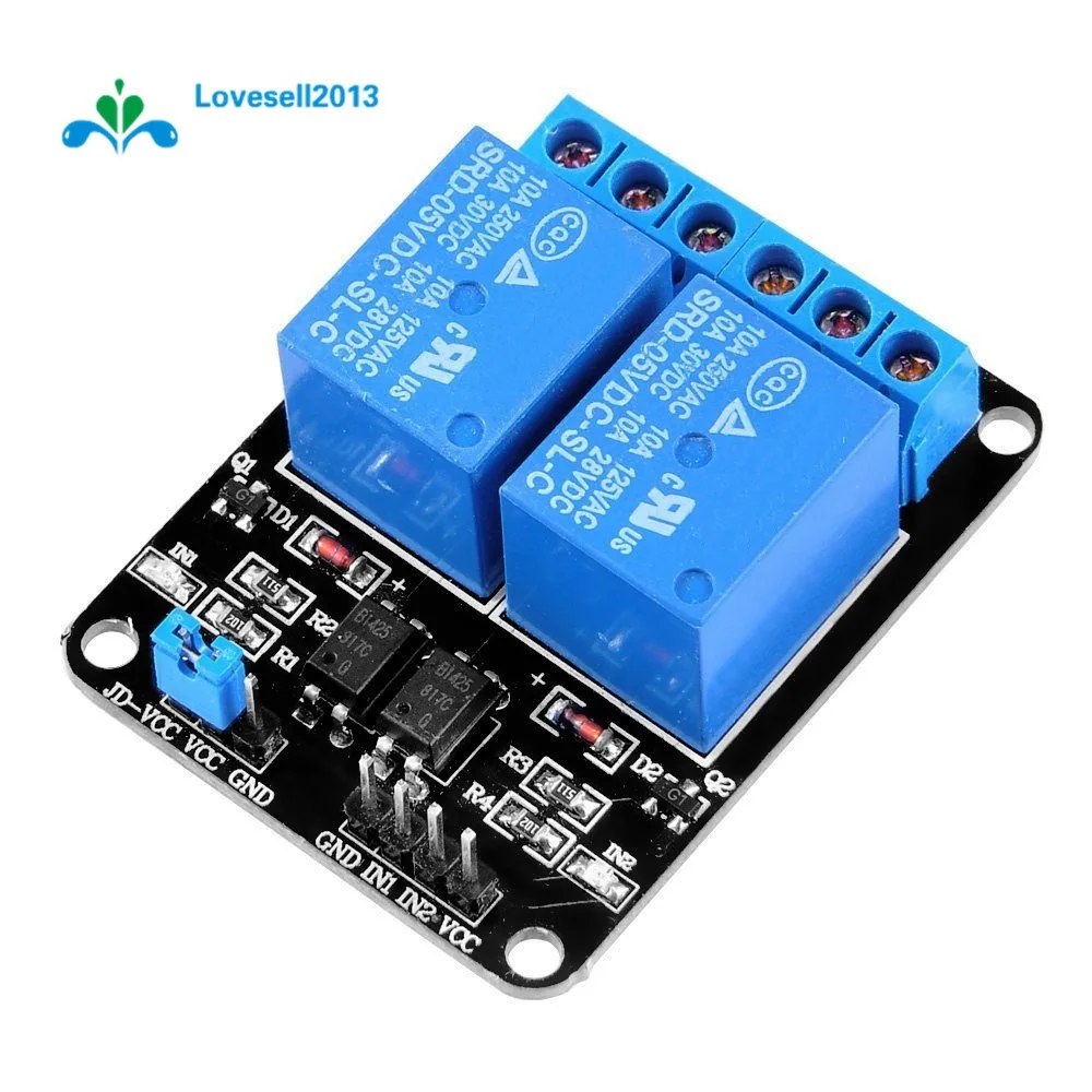 2-канальная Плата расширения релейного модуля 5 В для Arduino низкоуровневый оптрон