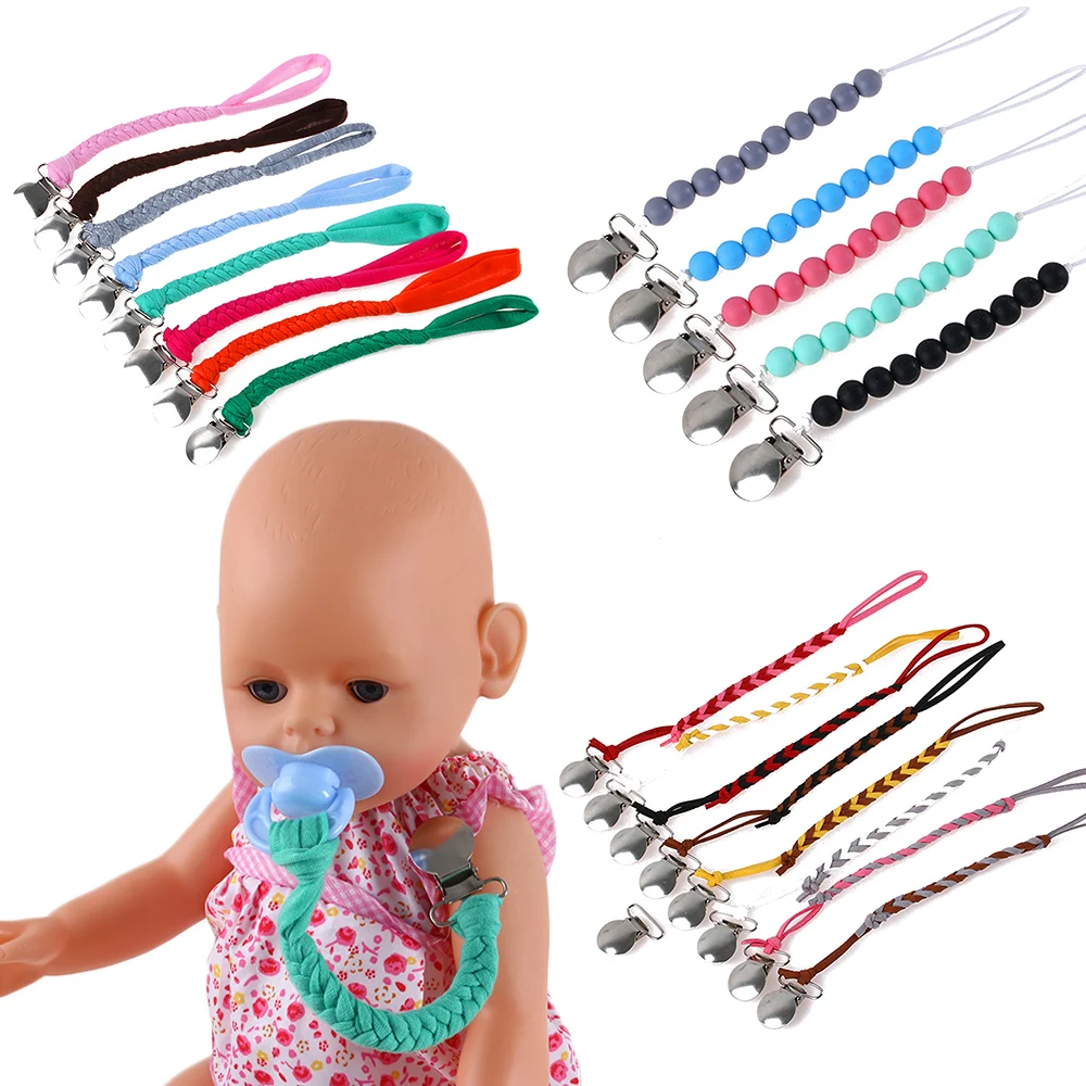 Baby Braided Faux Leather Pacifier Clips Infant Healthy Holder Chain