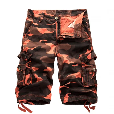 Лето мужские шорты мужские повседневные камуфляжные мужские шорты Карго армейские рабочие шорты мужские хлопковые шорты с несколькими карманами размера плюс 38 - Цвет: Brick red