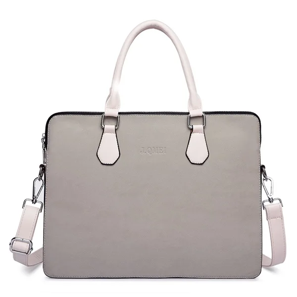 Выпуск J. QMEI 13," 14" 15," PU деловой портфель сумка для ноутбука сумка на плечо для ноутбука двойная молния дизайн - Цвет: Серый