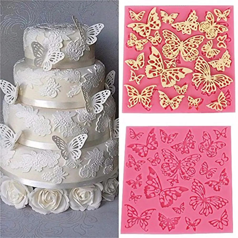 

DIY Flower Butterfly Silicone Lace Mat Fondant Silicone Molds