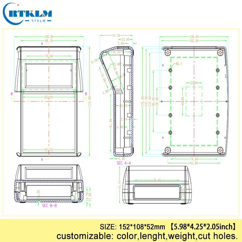 Пластиковая коробка для электроники 152*108*52 мм abs настольный корпус diy Пластиковая распределительная коробка пользовательский чехол для электропитания