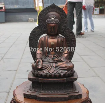 

Tibet Buddhism Copper Red Bronze exquisite Tathagata Sakyamuni Buddha statue