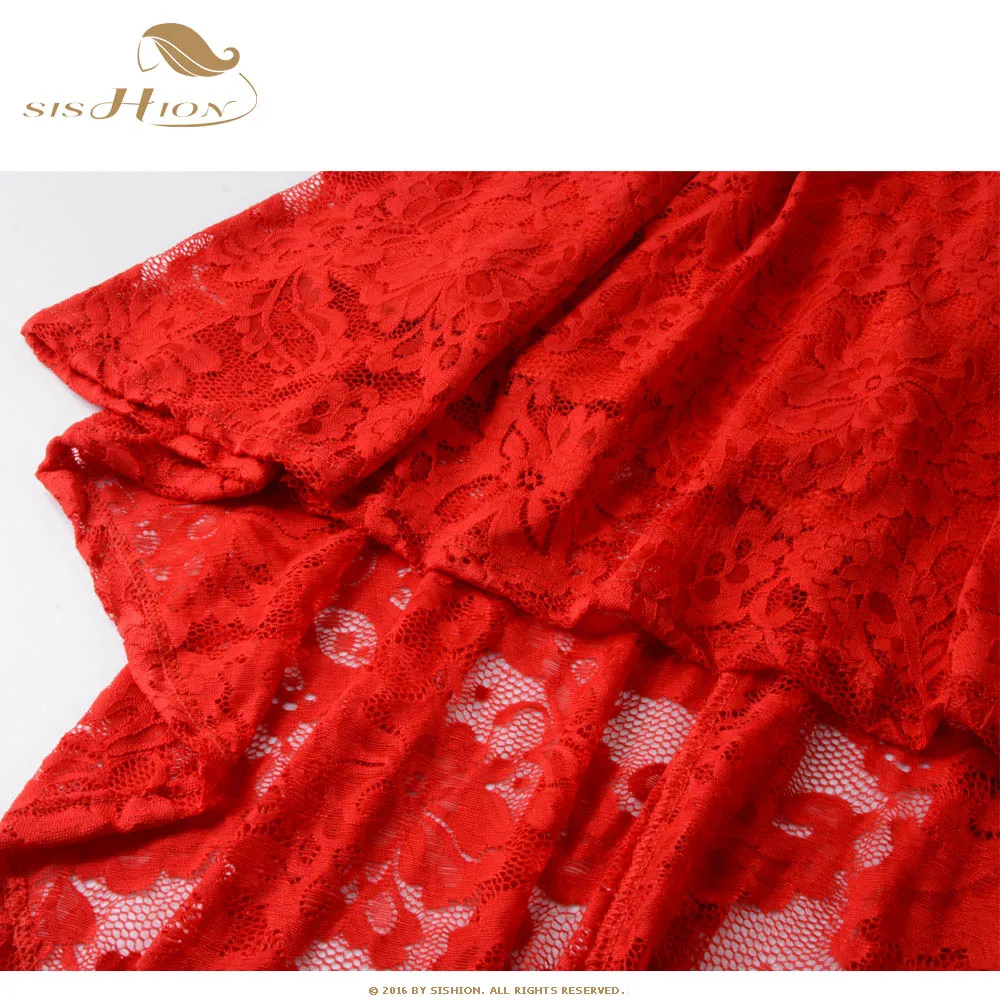SISHION 11 цветов вечернее женское платье без рукавов сексуальное короткое спереди длинное сзади черное белое красное синее серое элегантное кружевное платье VD1007