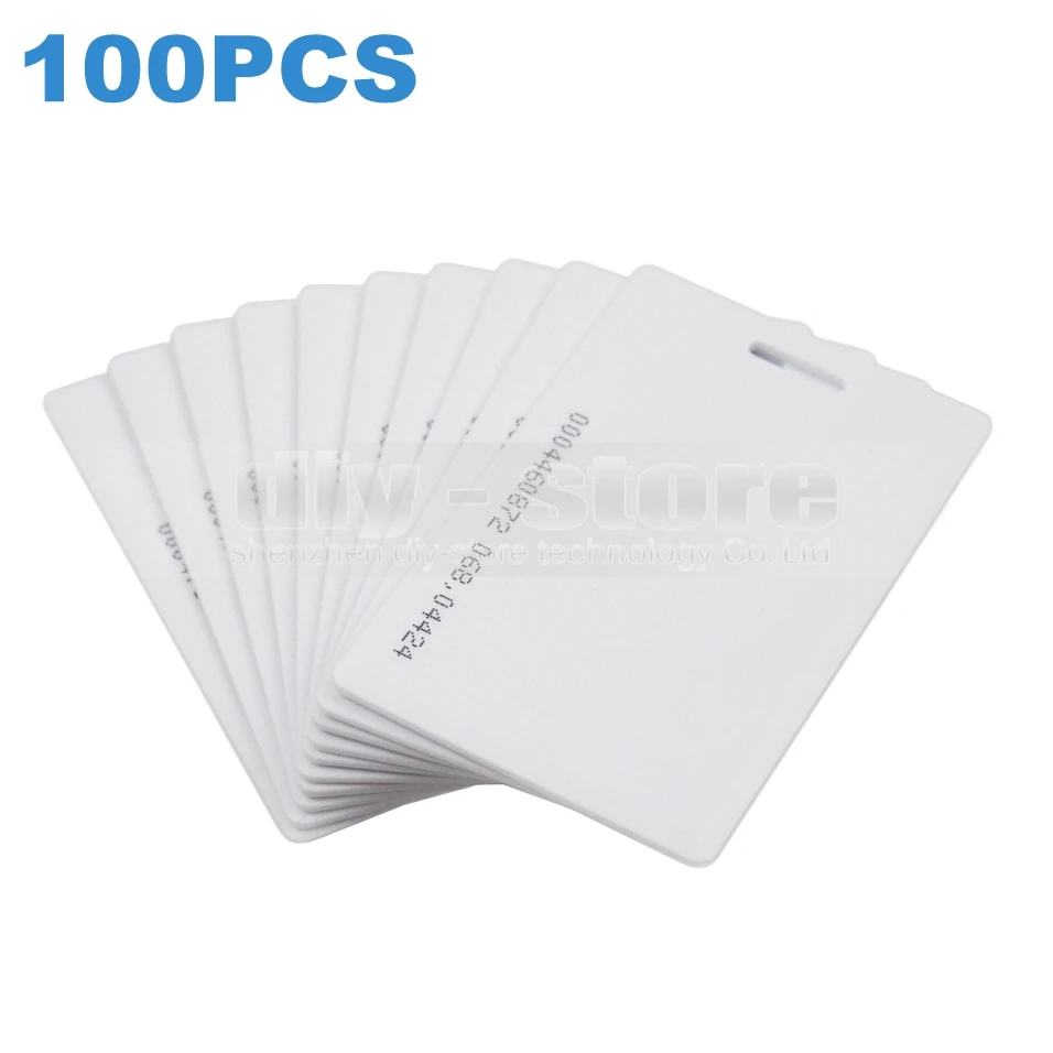 

DIYSECUR 100pcs Thick Proximity Card 125Khz RFID EM / ID Card for Access Controller Keypad Reader Time Clock Use