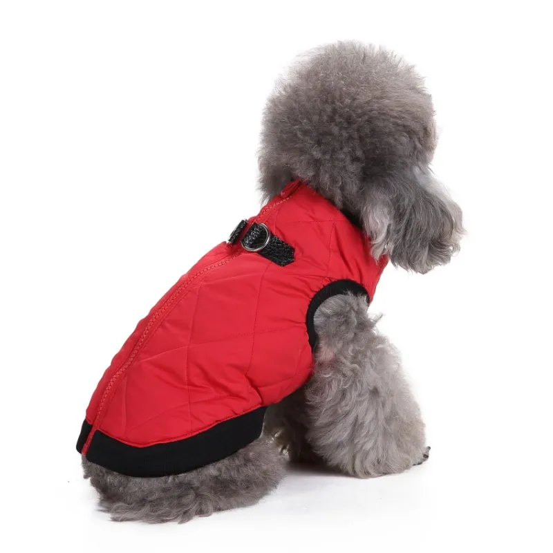 Куртка для собаки на молнии, кожаная пряжка, теплое пальто для питомца, маленькие собаки, одежда для кошек, куртки