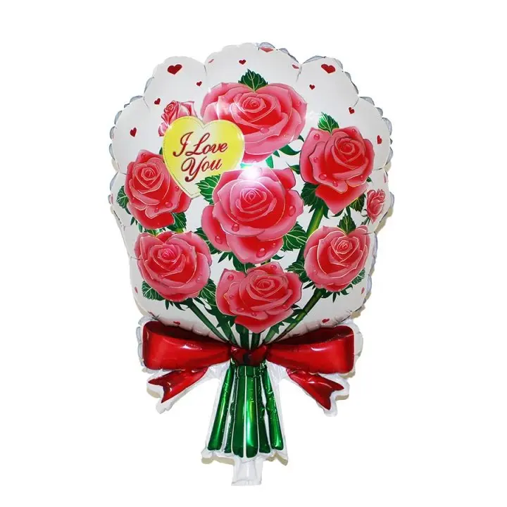 Свадебные шарики Жених и невеста поцелуй воздушные шары из фольги Love надувной воздушный шар с гелием на День святого Валентина, Свадебные Воздушные шары для украшения - Цвет: red rose flower