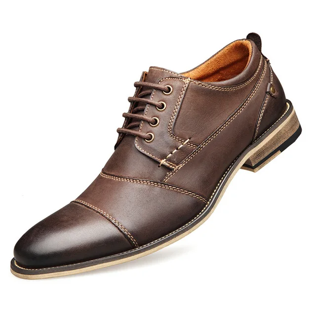 NPEZKGC/брендовая мужская обувь; высококачественные оксфорды в британском стиле; Мужские модельные туфли из натуральной кожи; деловая официальная обувь; мужская обувь на плоской подошве - Цвет: Brown