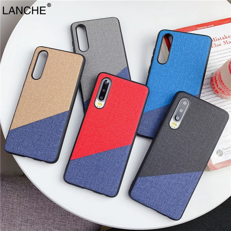 

LANCHE Soft TPU Phone Case For Huawei Honor 10 lite P20 P30 Mate 20 Lite Pro P smart 2019 Case Vintage Splice Cloth Phone Cover