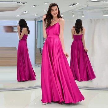 

Floor Length Fuchsia Satin Long Skirts Custom Made Formal Skirts For Women Zipper Up Autumn Maxi Party Skirts Separate