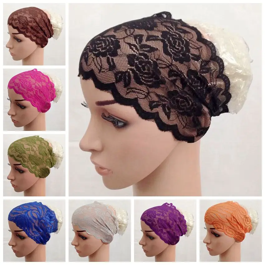 (20 шт./лот) мусульманский кружевной шарф разных цветов внутренний хиджаб BD066|hijab