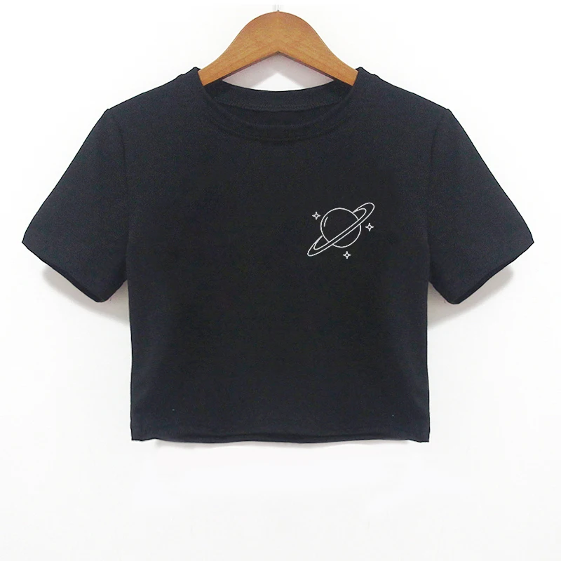 Женские укороченные топы с принтом в стиле панк Харадзюку, Женская Винтажная футболка с графическим рисунком, 90s - Цвет: 1192-black