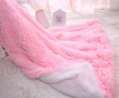 Прямая поставка, теплое уютное пушистое плюшевое шерстяное одеяло s для кровати, мягкое покрывало, Манта, розовый, серый плед, покрывало, Cobertor - Цвет: Pink