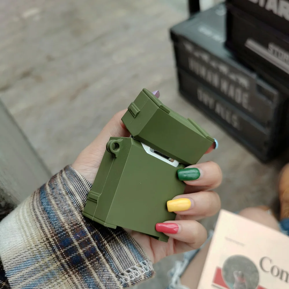 

Soft silicone Military box case for Airpods camouflage image perfect design Apple Airpods2 bluetooth earphone case