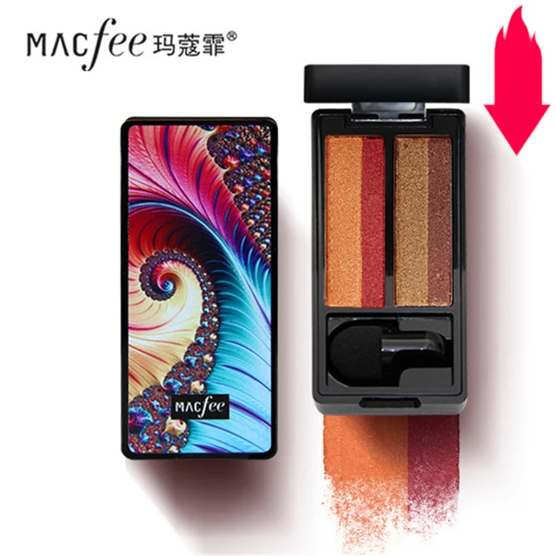 Macfee Dsmall Волшебная коробка ленивый два цвета четыре выбрать градиент тени для век печать тени для век набор пудр инструмент для макияжа