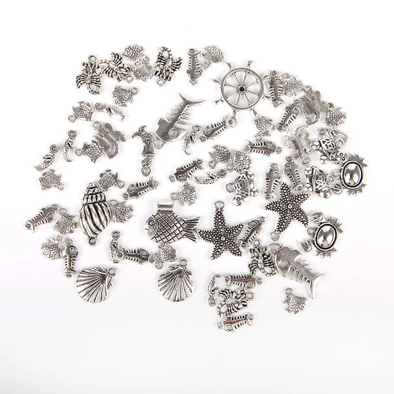

50Pcs Charms Antiqued Silver Ocean Animal pendant necklace Vintage Jewelry Necklaces & Pendants DIY Accessories