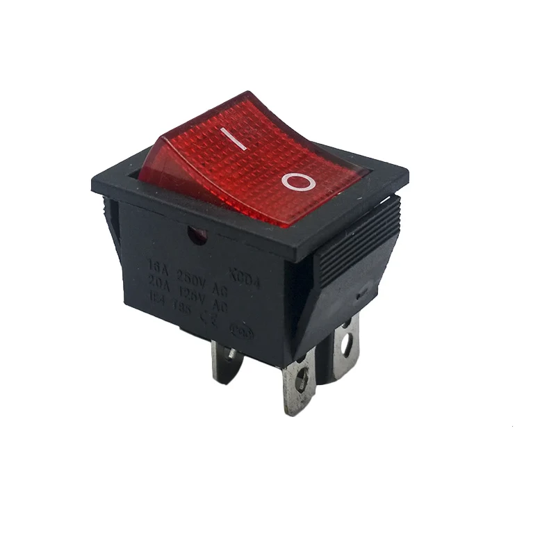 10 шт. 20 шт. KCD4 31*25 мм DPST 4PIN 16A/250 в красный/зеленый Кнопка ВКЛ/ВЫКЛ положение оснастки лодка кулисный переключатель медные ножки - Цвет: Красный