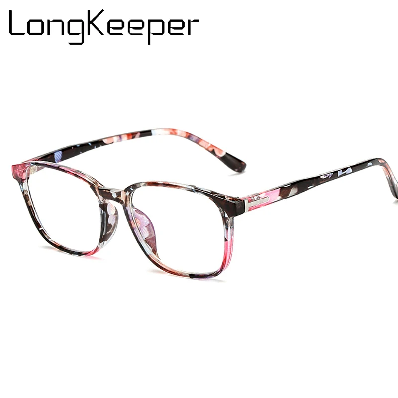 

Longkeeper Fashion Flower Glasses Frame Women Men Square eyeglasses Brand Design Female Clear Lens Optical Spectacle
