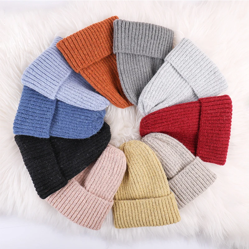Новинка зимы, мохеровый головной убор для девушек, Корейская версия, вязаная шапка в форме колокольчика, карамельного цвета, теплая шерстяная шапка для женщин, шапка