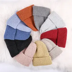 Зимние новые мохер головные уборы Дамы корейской версии керлинг расклешенная вязаная шапка ярких цветов теплая шерсть женская шапка cap