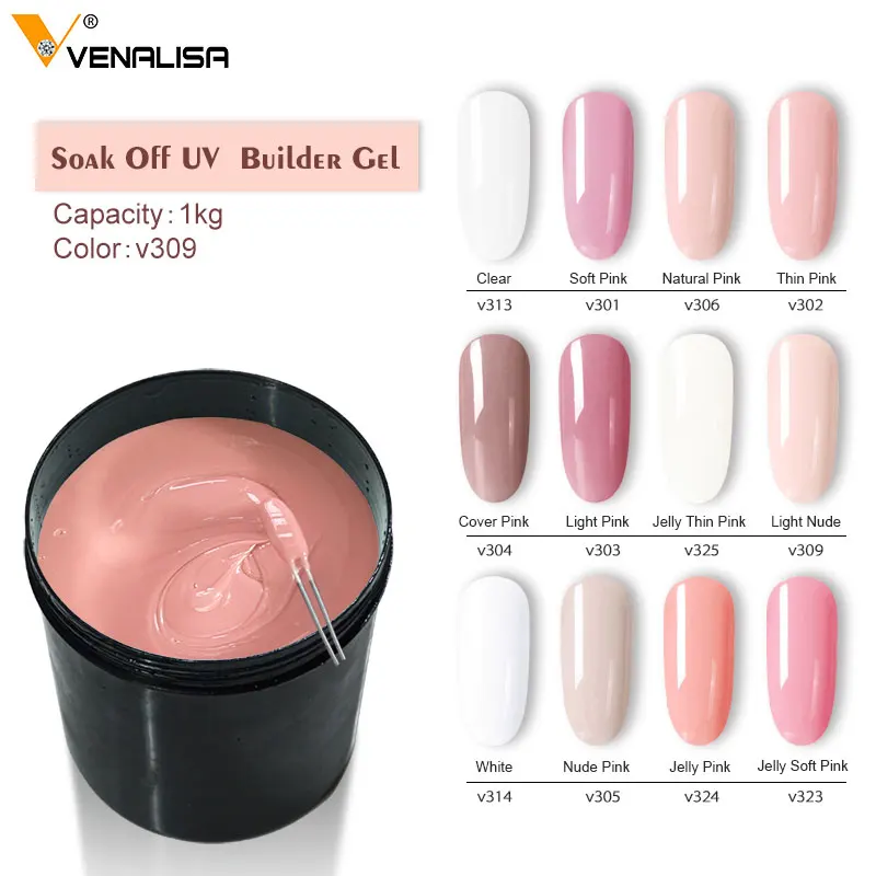 Kaufen CANNI UV Builder Gel 1kg Groß Paket Französisch Kunst Salon Kristall Transparent Nagel Harte 12 Camouflage Gelee Farbe UV LED Gel Abdeckung