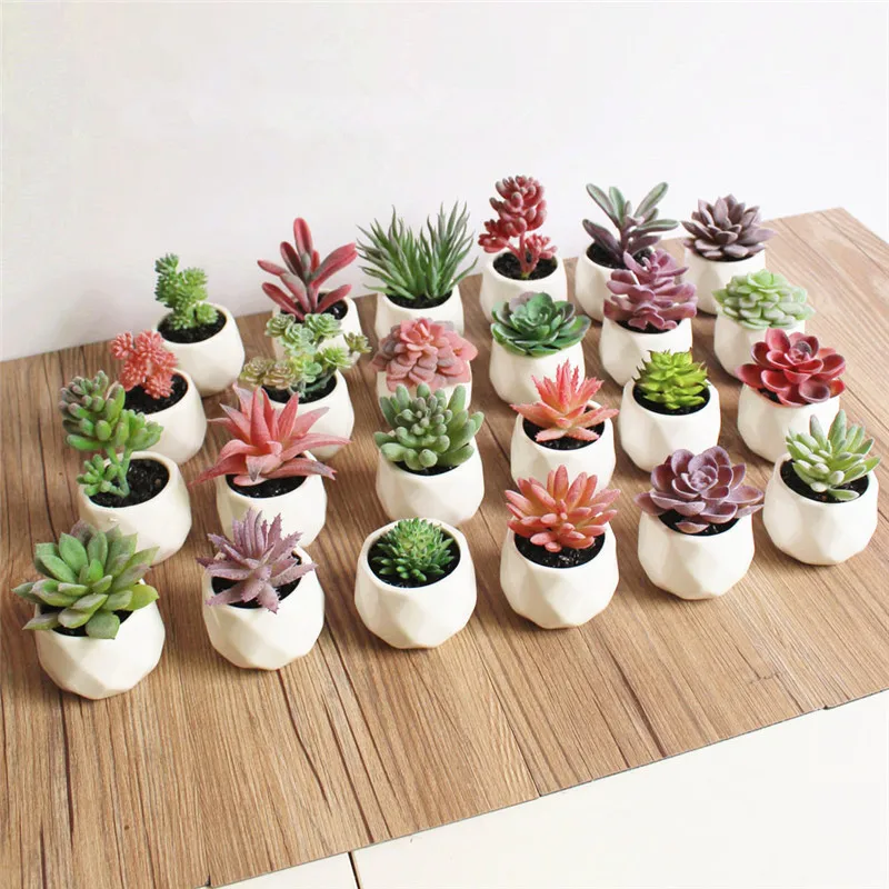 Flone Artificial Multi-layer Succulent Plant Bonsai Simulation Succulent Plant Green Plants Flower Home Room Leisure Decor Art (12)