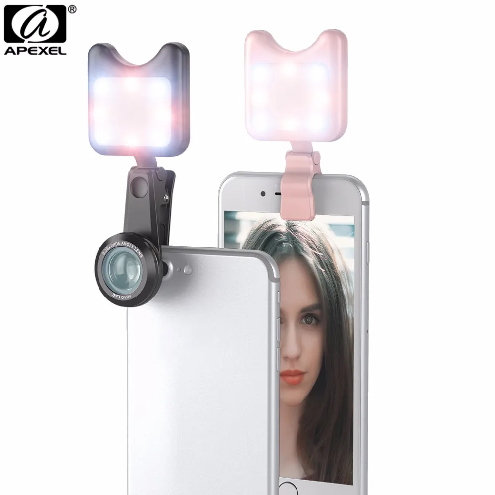 APEXEL Phone Camera Lens with Led Flash Fill Light