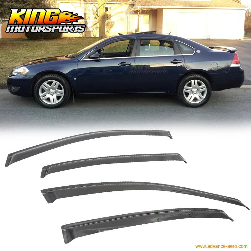 

Fits 06 07 08 09 10 11 12 13 Chevy Impala Sedan Smoke Window Visor Sun Rain Guard Vent Shade 4Pcs