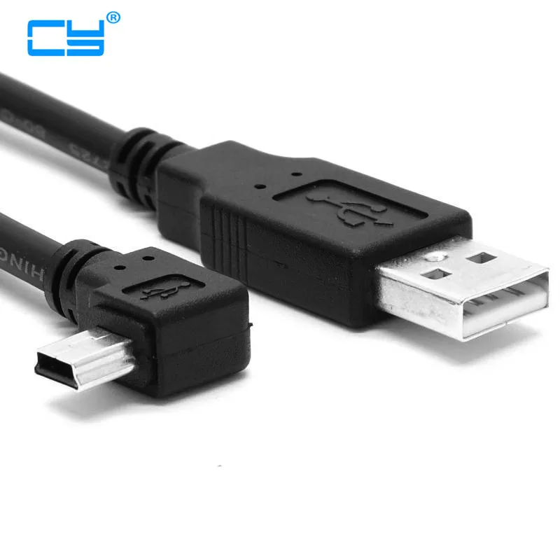 

U2-057-LE Mini USB B Тип 5pin мужской левый Угловой 90 градусов к USB 2,0 Мужской кабель для передачи данных 0,5 м