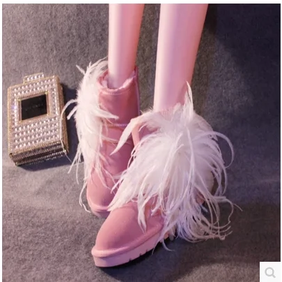 Высокое качество, оригинальный дизайн фея розовый ручной страуса шерсть большой цветок перо низкой женские плоские туфли