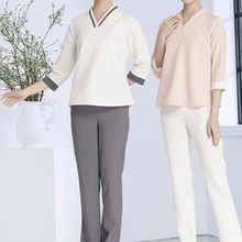 Корейская косметичка, рабочая одежда для женщин, дышащая одежда для здоровья, Клубная рабочая одежда, массажный техник, короткий рукав