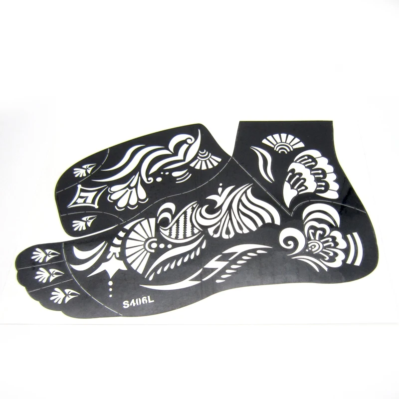 1pcs Left Foot Tattoo Stencils For Feet Body Paint,Large Flower Glitter
