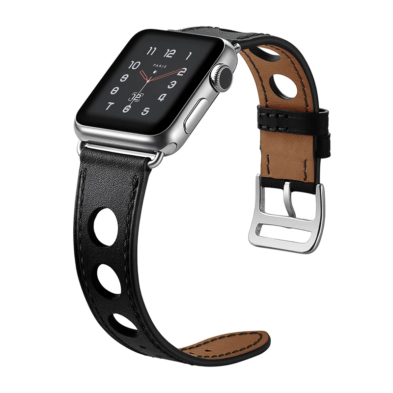 Браслет из натуральной кожи для apple watch band 4 5 44 мм 40 ремешок прочный и iwatch 3/2/1 42 38