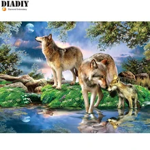 Полный квадратный и Круглый Алмаз 5D DIY Алмазная картина фото на заказ "Ночной Волк" 3D вышивка крестиком Мозаика Декор