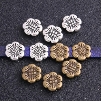 

6pcs Two Color Flower Wheel Spacers Adapters Slider Spacer Jewelry Material Spacers For Jewelry Making For 10mm Leather C