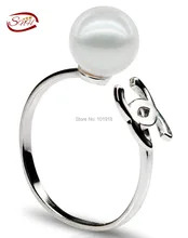 SNH 100% 7.5-8mm Perla natural de agua dulce anillos botón Forma real Perlas de Agua Dulce s925 anillo de Plata del Envío Gratis