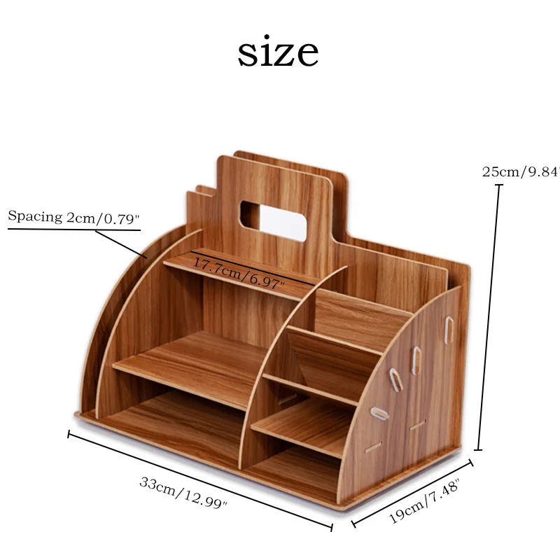  Wood Desk Organizer Office Bureau Pen Holder Wooden Sorter with Drawer Organizer Pen Pencil Organiz