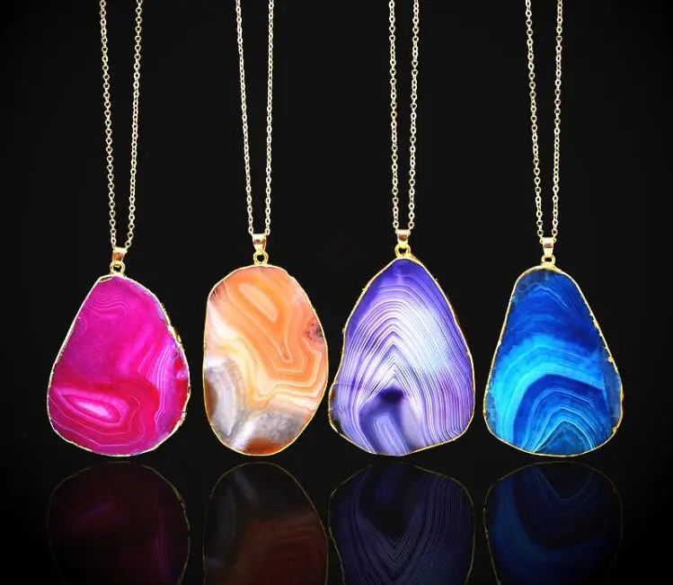 

2016 Women Fashion Vintage Pendants Bullet Crystal Necklace Natural Stone Quartz Necklaces Bijoux Jewelry Collares Chain