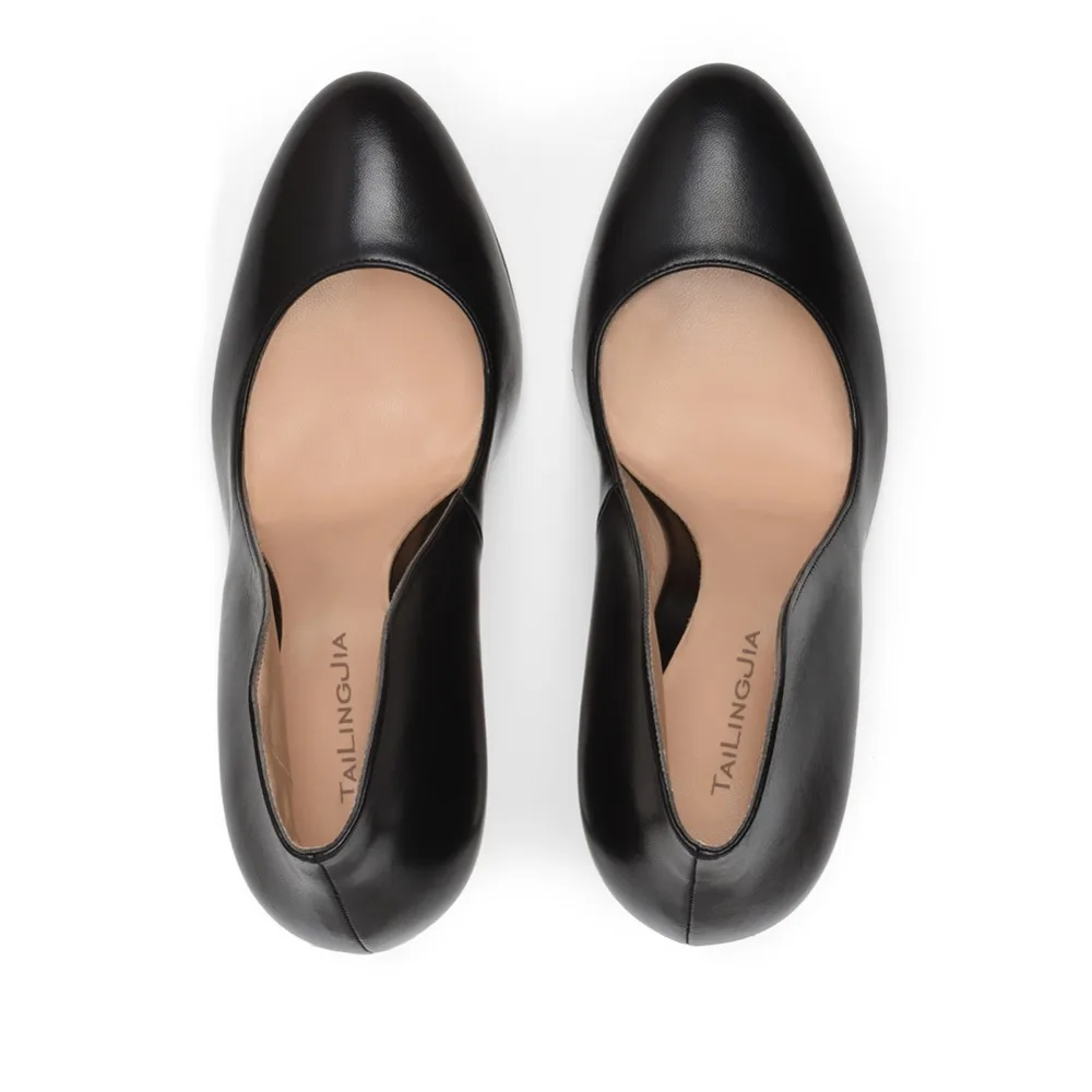 Женские базовые туфли-лодочки на высоком каблуке с круглым носком; черные туфли-лодочки; стильные модельные туфли на каблуке; Классические Вечерние туфли на каблуке; ; большие размеры
