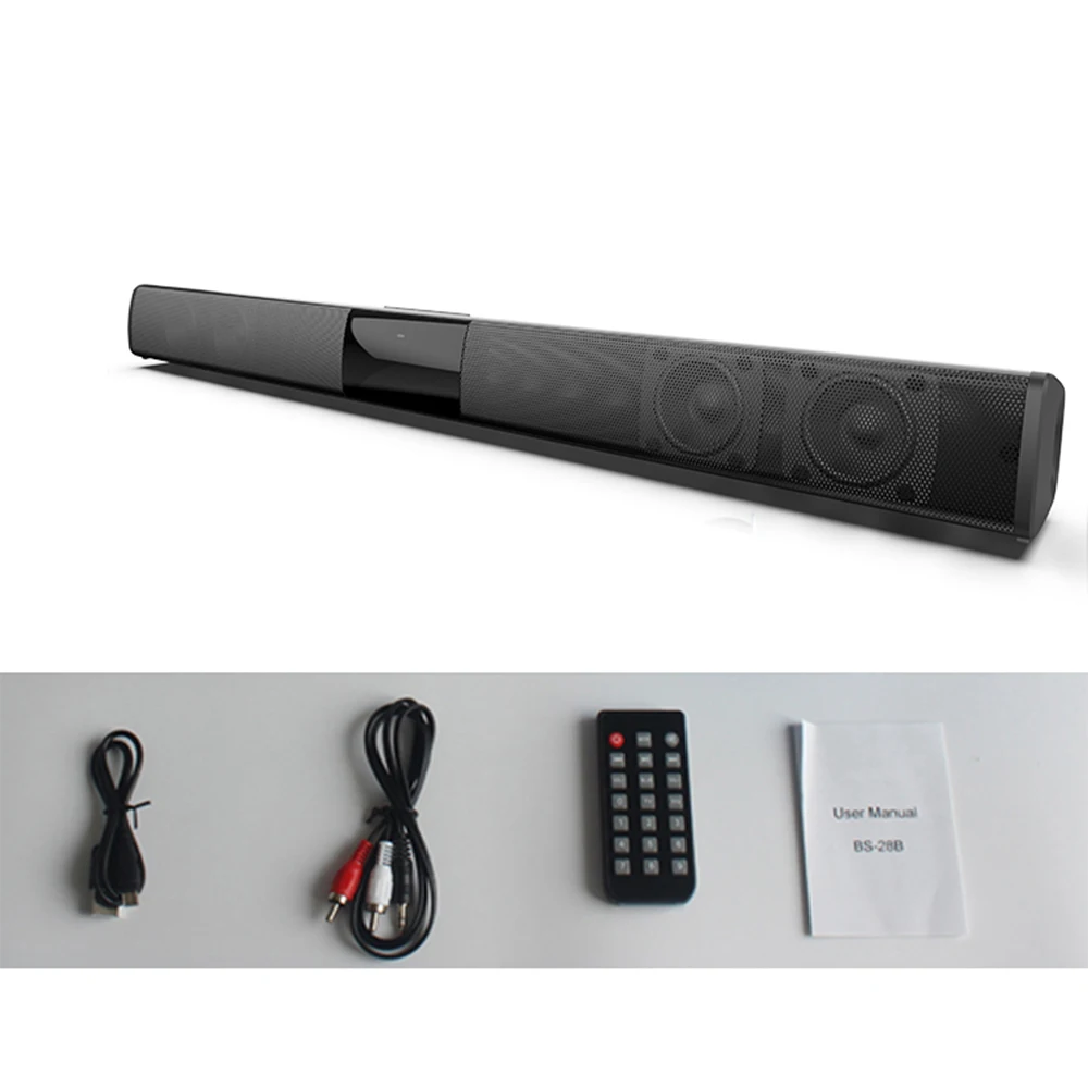 DOOLNNG BS-28B TV Bluetooth Speaker 20W Soundbar Home Theater Wireless 3D Surround Stereo Bass Subwoofer Portable Speakers