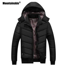 Новое зимнее Мужское пальто из горной кожи, повседневные парки, тонкая теплая толстая верхняя одежда, пальто с капюшоном, мужские Модные термокуртки SA547