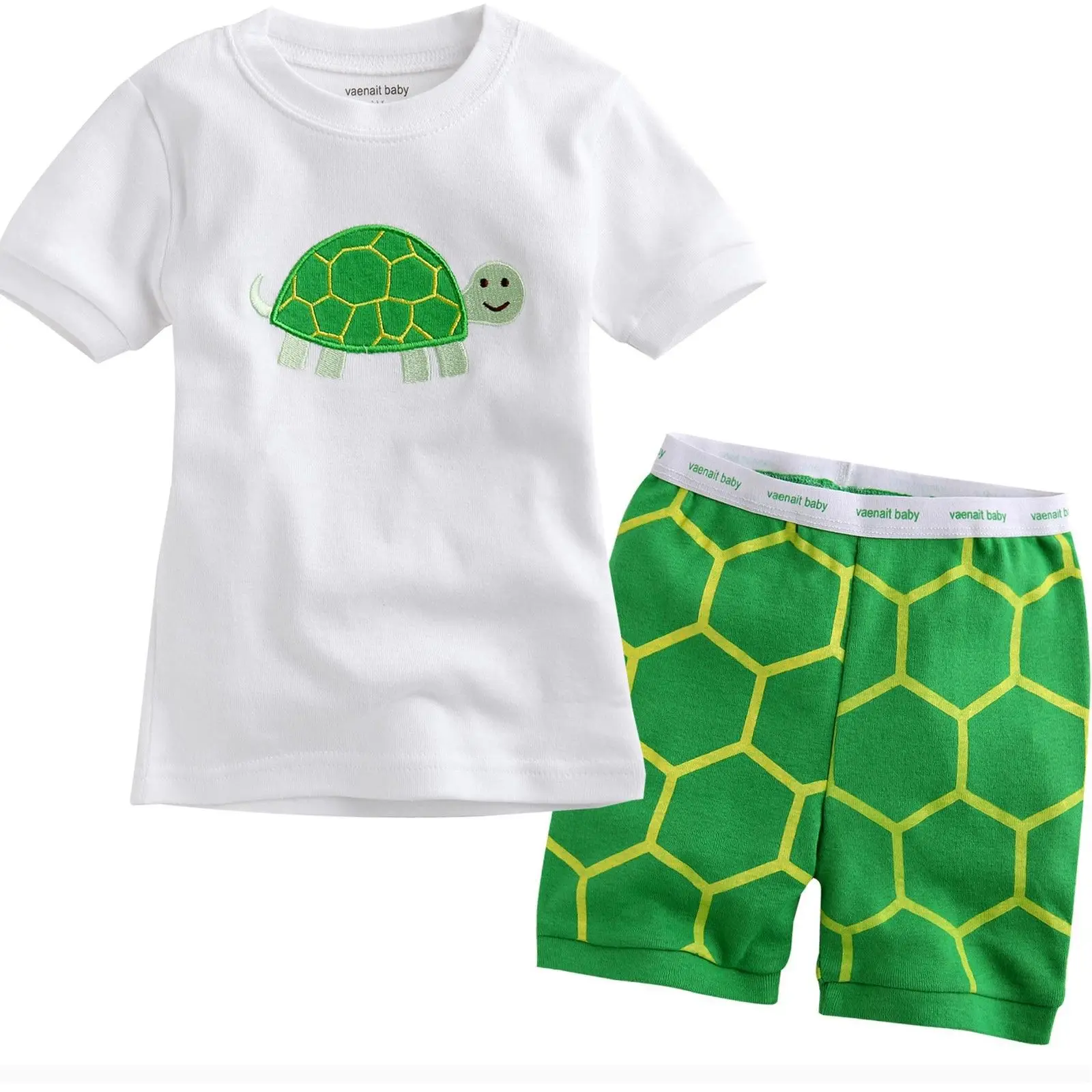 Summer Child Short Pajama Set Cotton Green Turtle Animal Boy Pyjamas