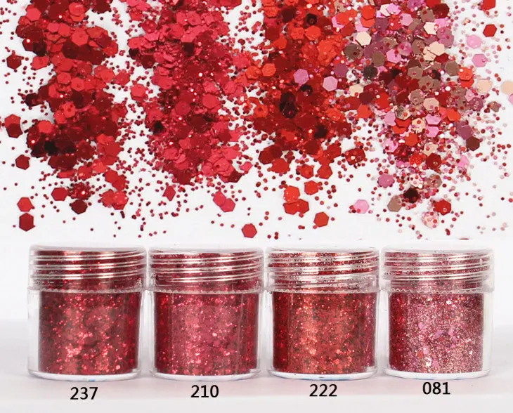 

10ml shiny red series Gradient color mixed glitter Powder for jewelry making diy,Nail Glitter Powder For nail deco handmade