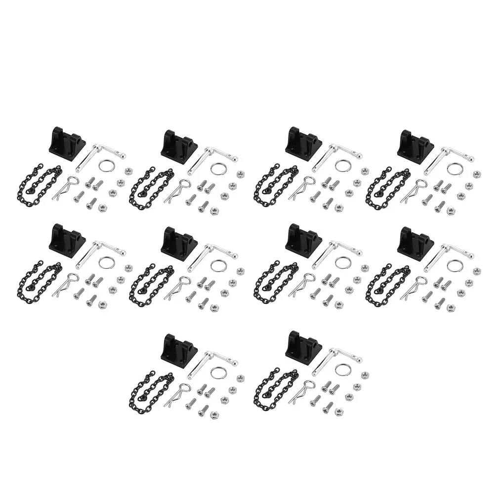 10pcs black Имитация 1/10, Буксирные скобы, крюк для прицепа, набор, металлический скалолазающий канат, цепь, запасные части, радиоуправляемая модель, аксессуары - Цвет: 10pcs black