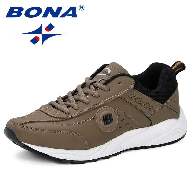 BONA/ Весенняя повседневная обувь; Мужская дышащая обувь; Tenis Masculino; обувь; zapatos hombre Sapatos; Уличная обувь; удобные мужские кроссовки - Цвет: CAMEL BLACK