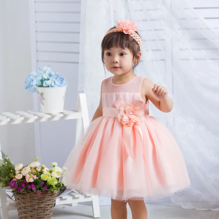 Baby Girl Pink TUTU Dress Summer Princess Dresses+Flower Headwear,Infant girls Newborn Party Birthday Wending Dresses Vestidos